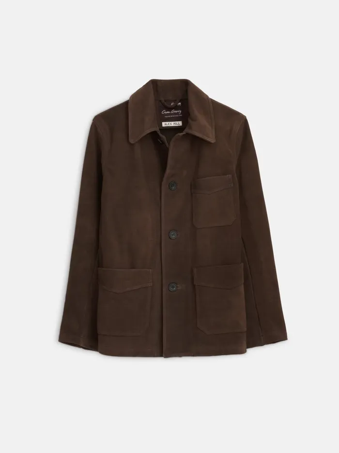 Alex Mill Jackets Coats Men Owen Barry Work Jacket In Suede Dark Brown