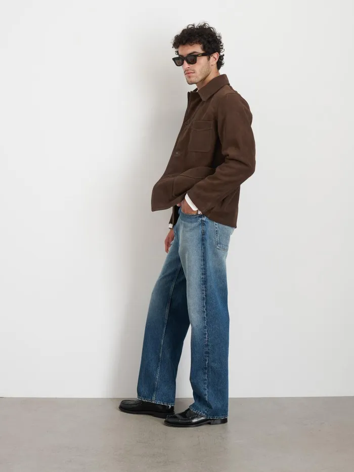 Alex Mill Jackets Coats Men Owen Barry Work Jacket In Suede Dark Brown