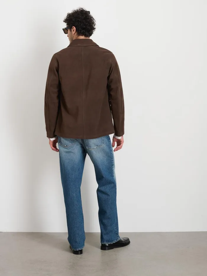 Alex Mill Jackets Coats Men Owen Barry Work Jacket In Suede Dark Brown