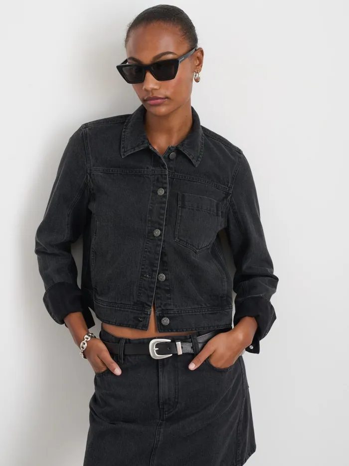 Alex Mill Jackets Outerwear Women Betty Cropped Jacket In Black Denim