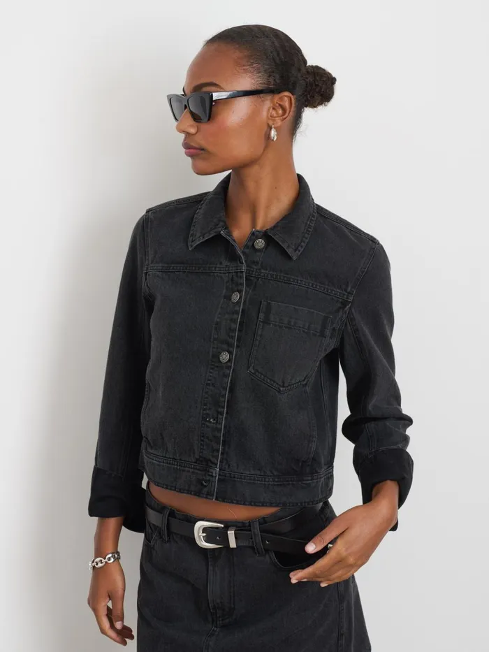 Alex Mill Jackets Outerwear Women Betty Cropped Jacket In Black Denim