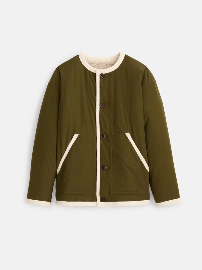 Alex Mill Jackets Outerwear Women Reversible Polar Bear Jacket Olive