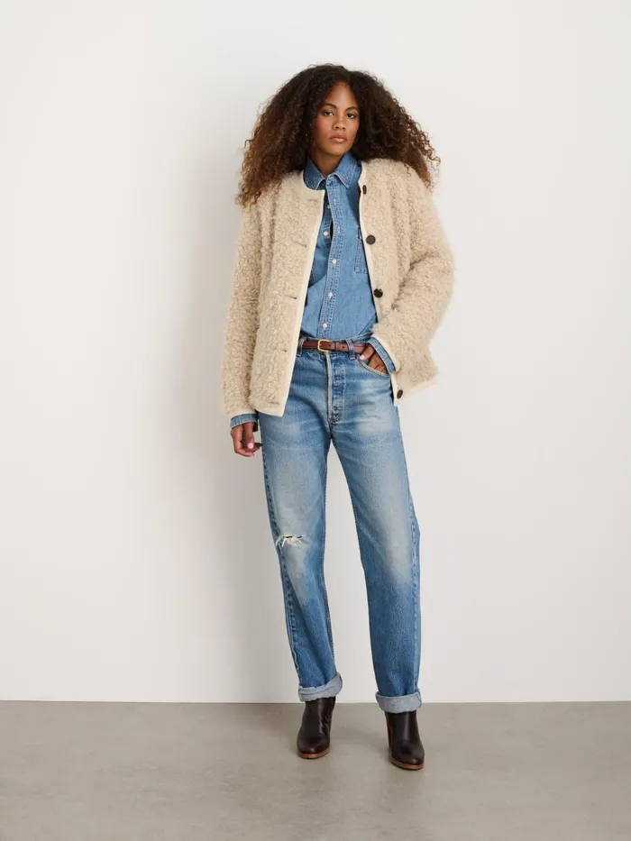 Alex Mill Jackets Outerwear Women Reversible Polar Bear Jacket Olive