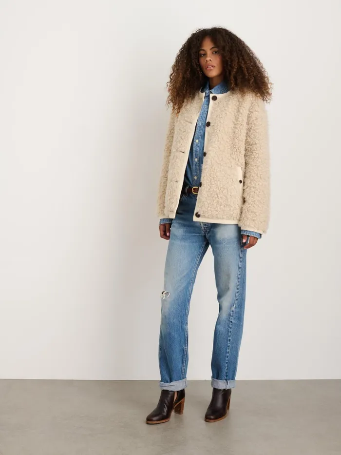 Alex Mill Jackets Outerwear Women Reversible Polar Bear Jacket Olive