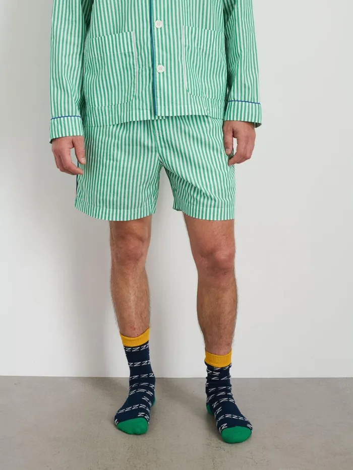 Alex Mill Pajamas Slippers Men P039jimmies Sleep Short In Stripe Green Stripe
