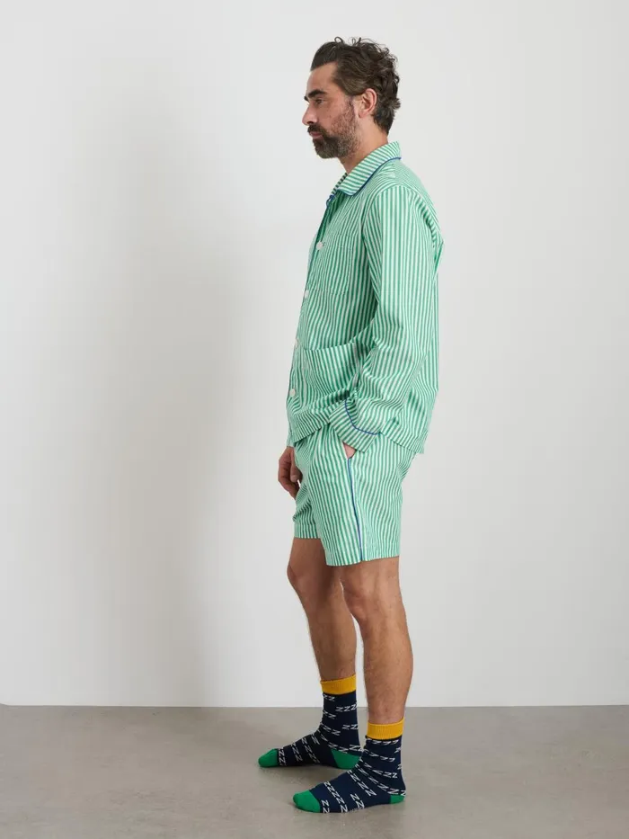 Alex Mill Pajamas Slippers Men P039jimmies Sleep Short In Stripe Green Stripe