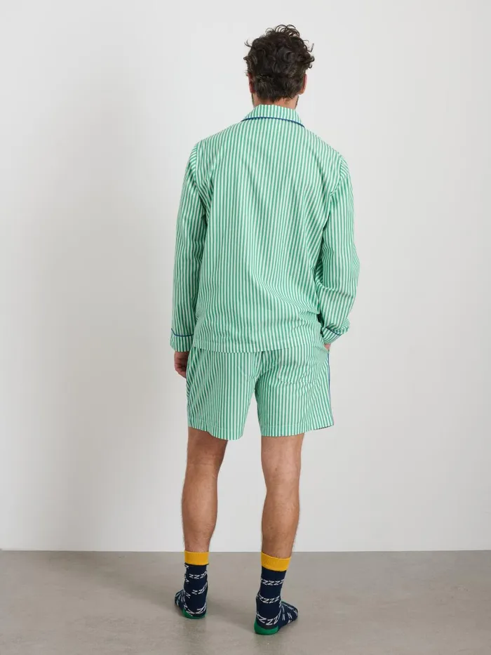 Alex Mill Pajamas Slippers Men P039jimmies Sleep Short In Stripe Green Stripe
