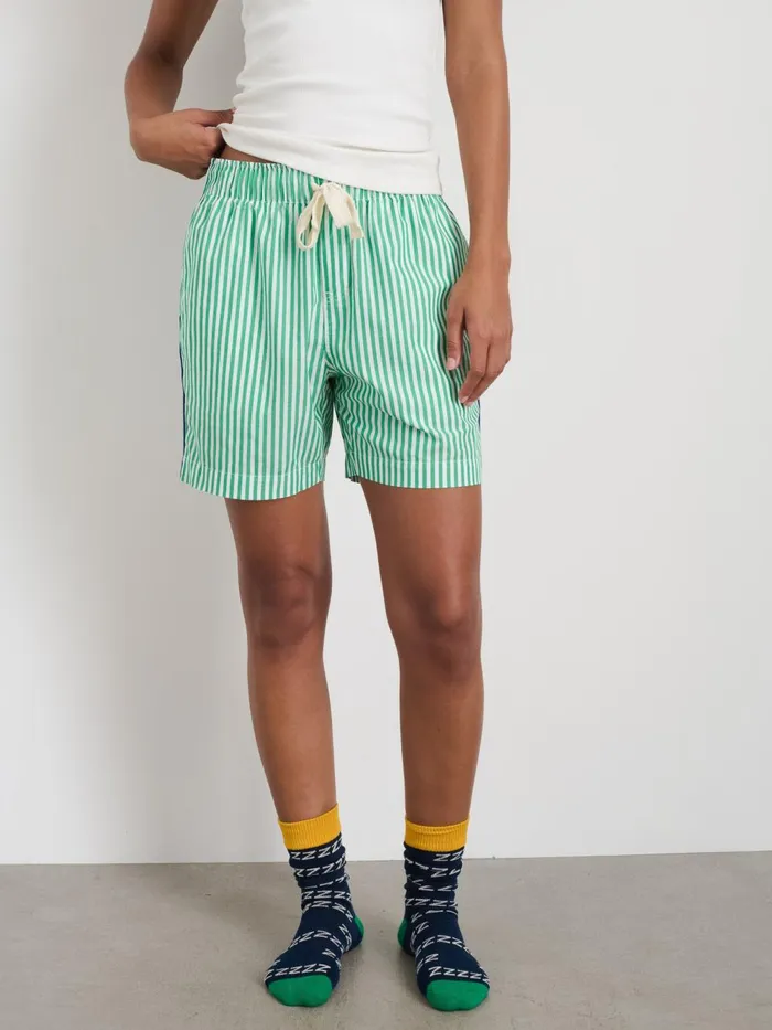 Alex Mill Pajamas Slippers Men P039jimmies Sleep Short In Stripe Green Stripe
