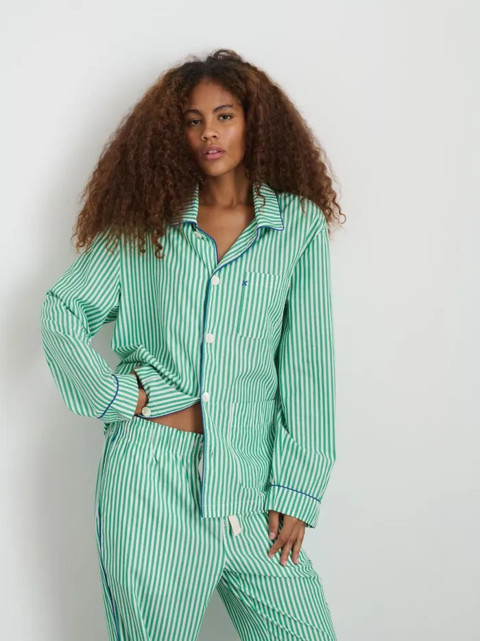 Alex Mill Pajamas Slippers Women P039jimmies Sleep Shirt In Stripe Green Stripe