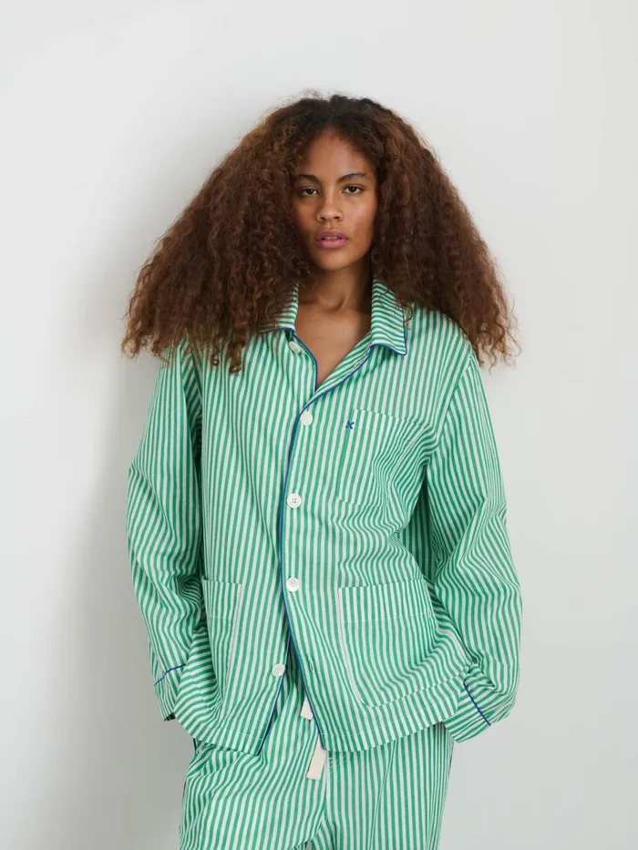 Alex Mill Pajamas Slippers Women P039jimmies Sleep Shirt In Stripe Green Stripe