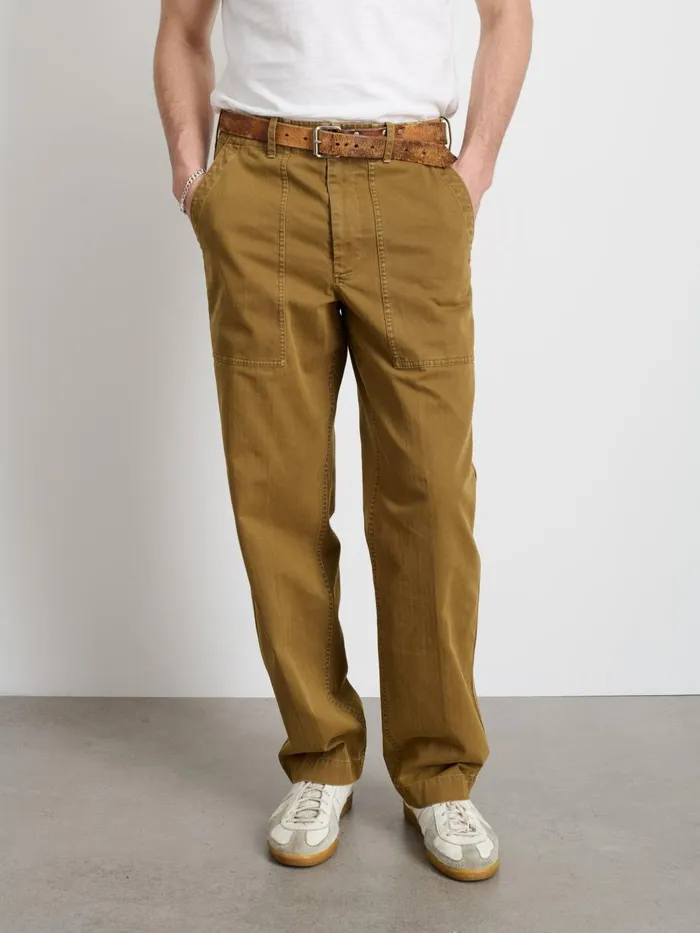 Alex Mill Pants Men Field Pant In Herringbone Dark Khaki