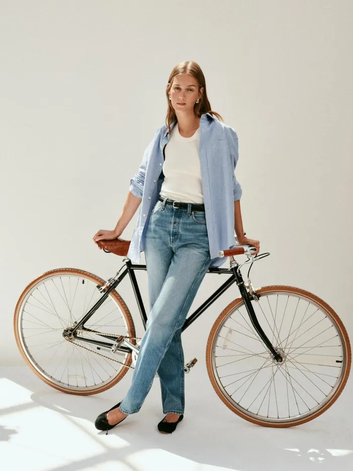 Alex Mill Pants Women Carla High Rise Straight Jean Vintage Light Wash