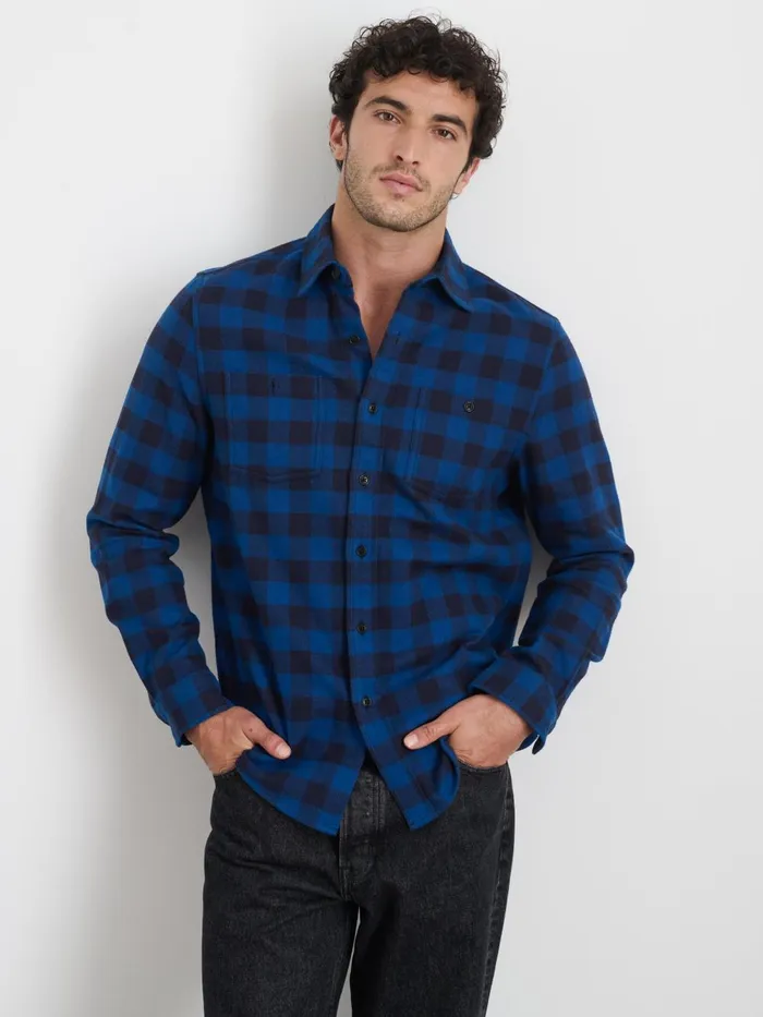 Alex Mill Shirts Men Work Shirt In Plaid Flannel Blueblack