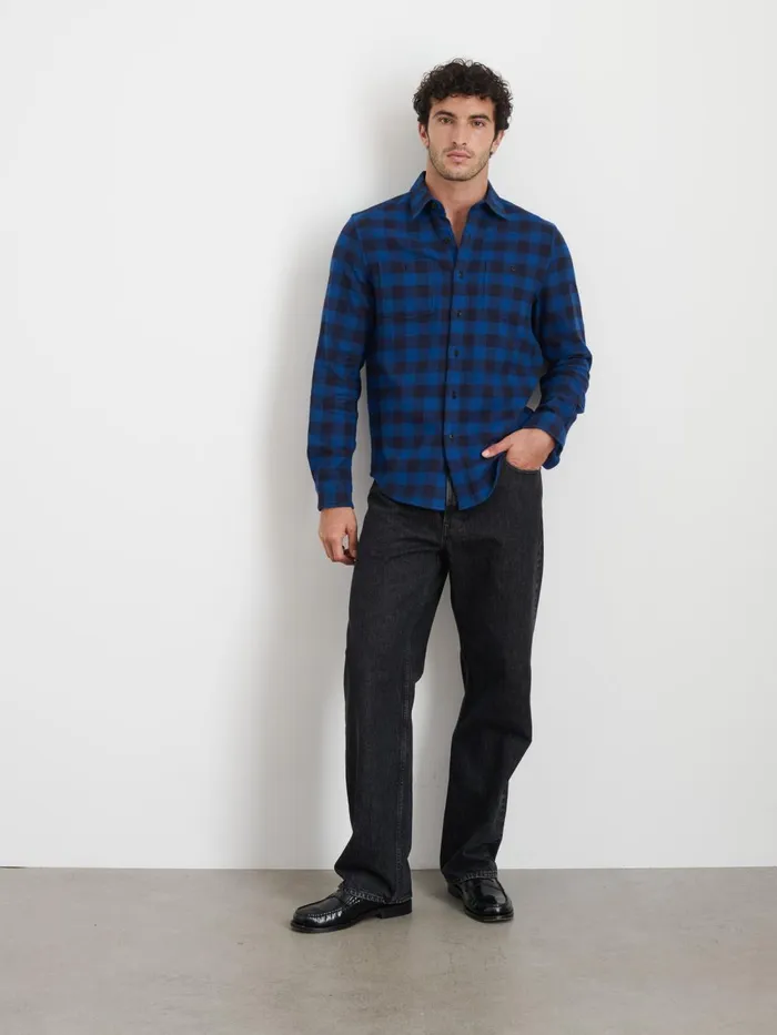 Alex Mill Shirts Men Work Shirt In Plaid Flannel Blueblack