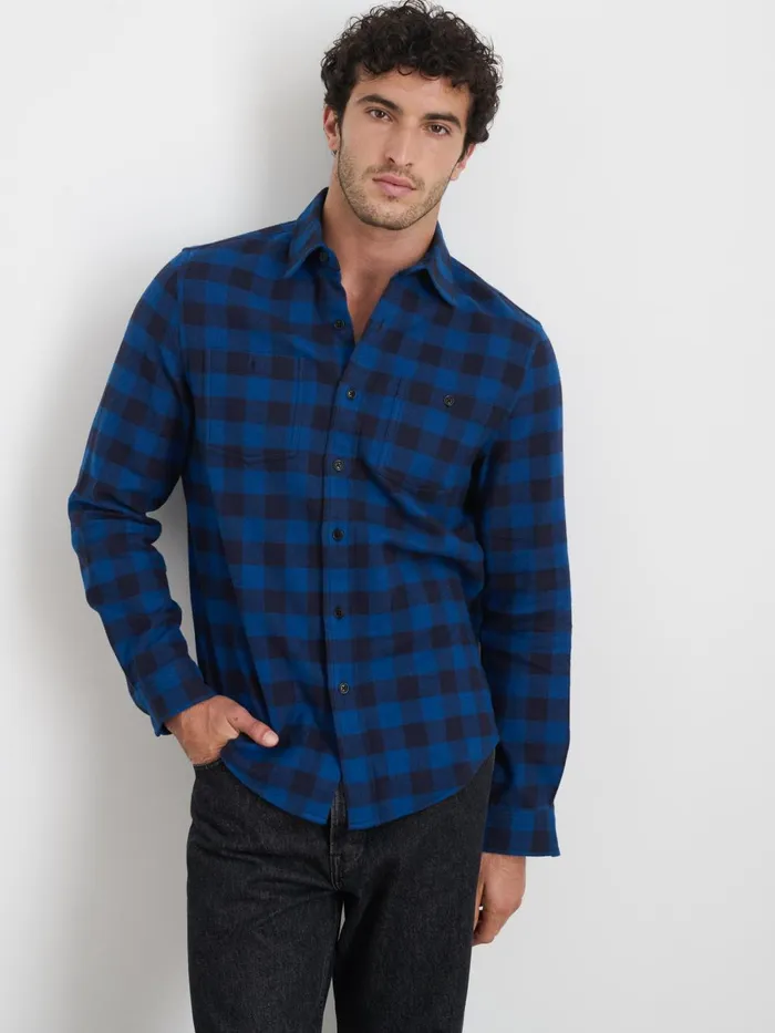 Alex Mill Shirts Men Work Shirt In Plaid Flannel Blueblack