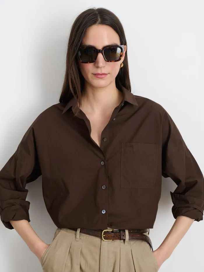 Alex Mill Shirts Tops Women Jo Shirt In Cotton Poplin Espresso