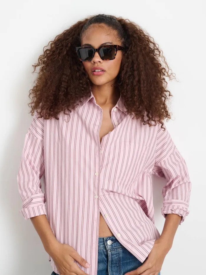 Alex Mill Shirts Tops Women Jo Shirt In Striped Paper Poplin Pink Stripe