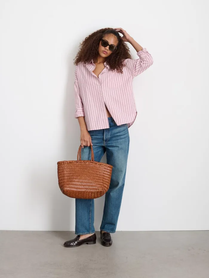 Alex Mill Shirts Tops Women Jo Shirt In Striped Paper Poplin Pink Stripe