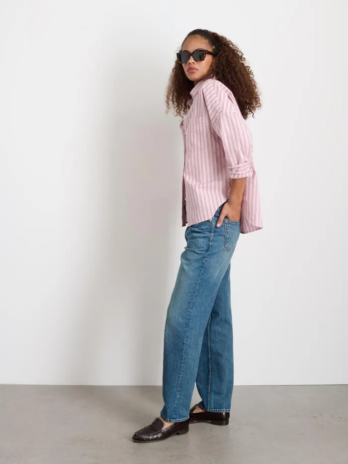 Alex Mill Shirts Tops Women Jo Shirt In Striped Paper Poplin Pink Stripe