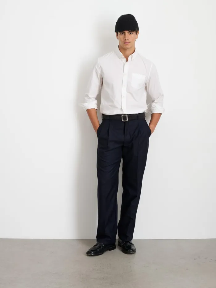 Alex Mill Suiting Blazers Men Henry Pleated Trouser In Wool Flannel Navy