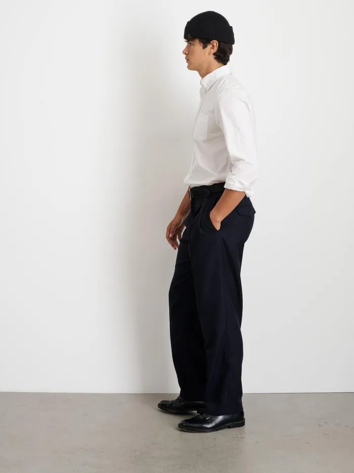Alex Mill Suiting Blazers Men Henry Pleated Trouser In Wool Flannel Navy