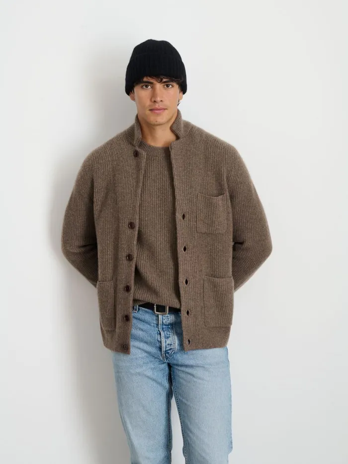 Alex Mill Sweaters Sweatshirts Men Mitchell Cardigan In Washed Cashmere Heather Walnut