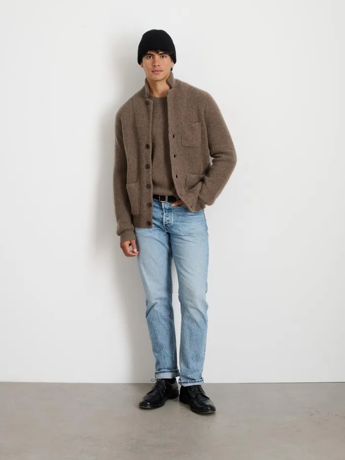 Alex Mill Sweaters Sweatshirts Men Mitchell Cardigan In Washed Cashmere Heather Walnut