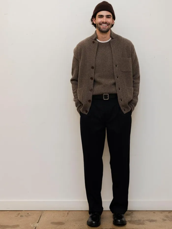 Alex Mill Sweaters Sweatshirts Men Mitchell Cardigan In Washed Cashmere Heather Walnut