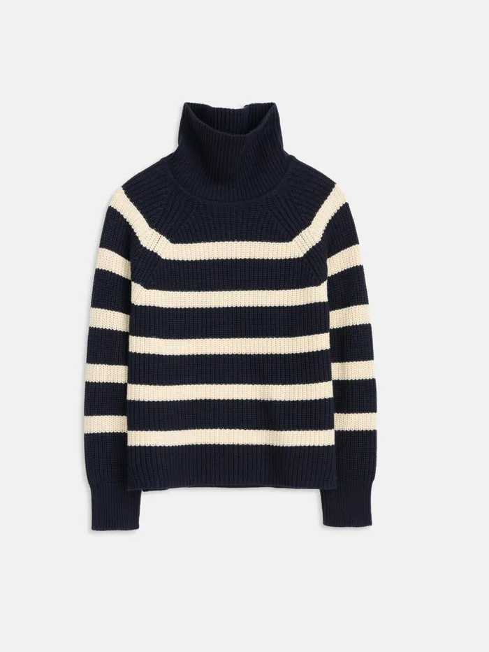 Alex Mill Sweaters Women Chelsea Striped Turtleneck In Cotton Cashmere Navyivory