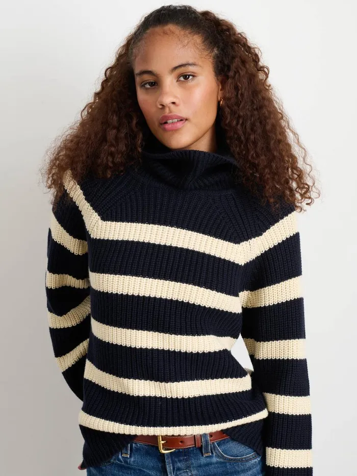 Alex Mill Sweaters Women Chelsea Striped Turtleneck In Cotton Cashmere Navyivory Alex Mill Sweaters Women Chelsea Striped Turtleneck In Cotton Cashmere Navyivory