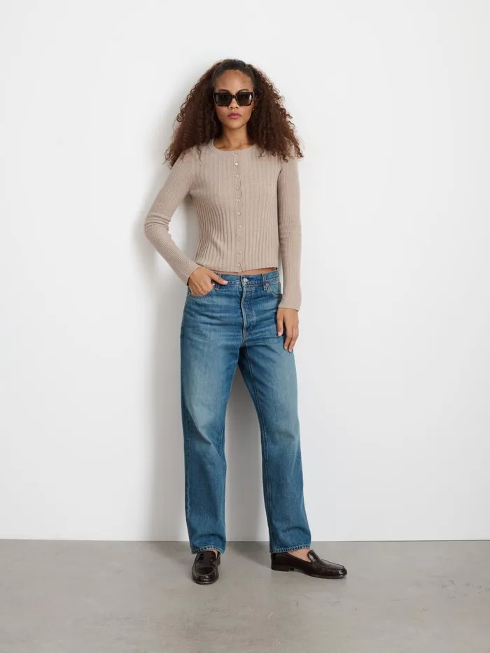 Alex Mill Sweaters Women Kristin Ribbed Cardigan Pumice
