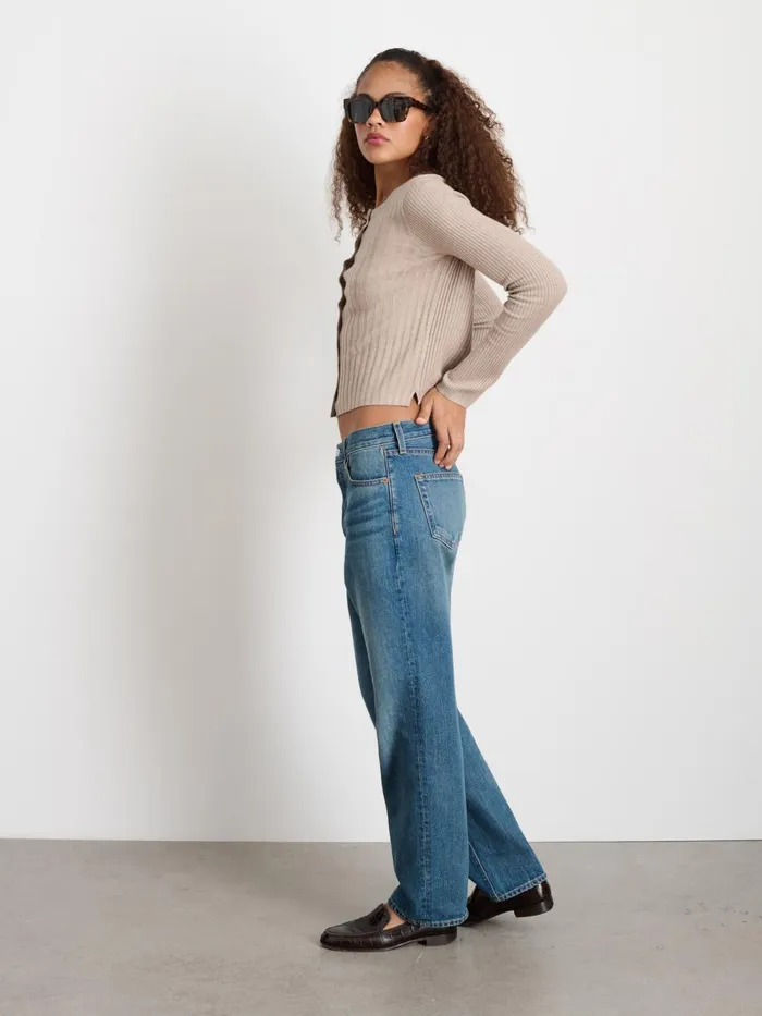 Alex Mill Sweaters Women Kristin Ribbed Cardigan Pumice