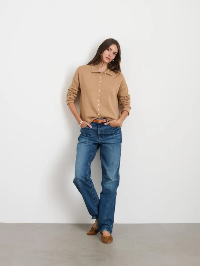 Alex Mill Sweaters Women Taylor Rollneck Cardigan In Cotton Cashmere Camel