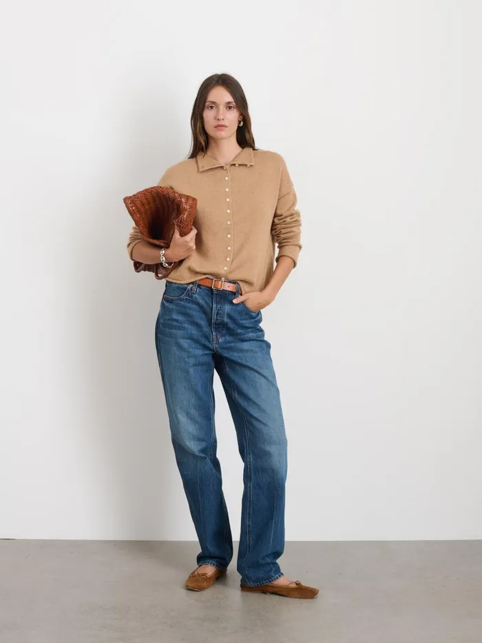 Alex Mill Sweaters Women Taylor Rollneck Cardigan In Cotton Cashmere Camel