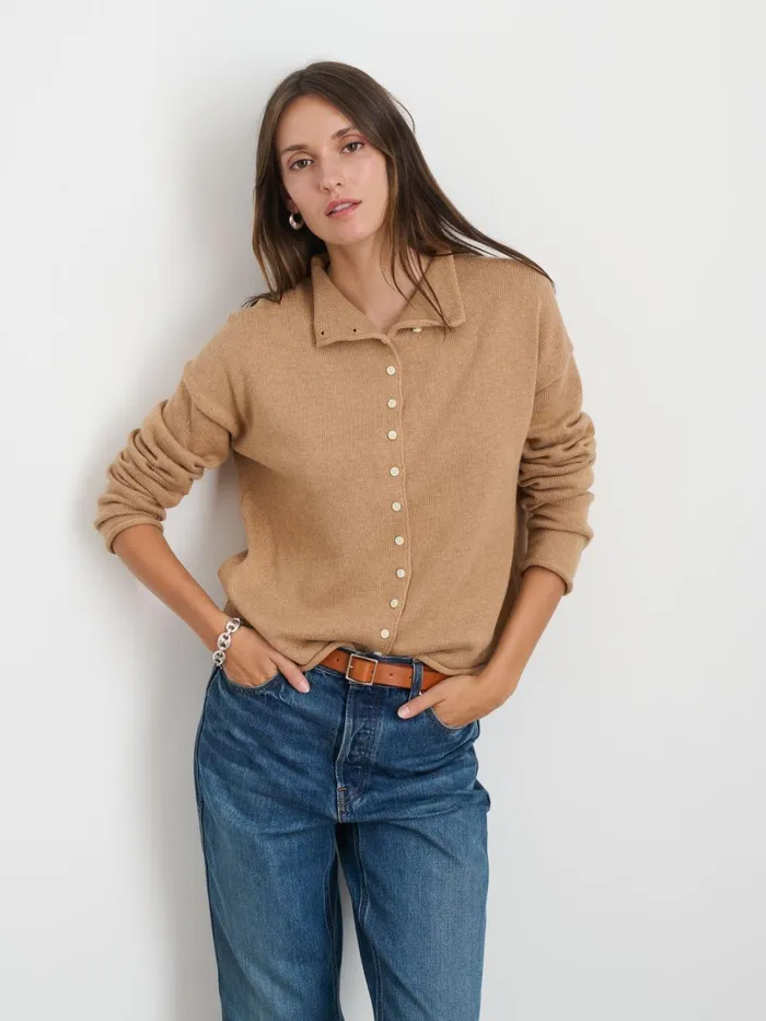 Alex Mill Sweaters Women Taylor Rollneck Cardigan In Cotton Cashmere Camel