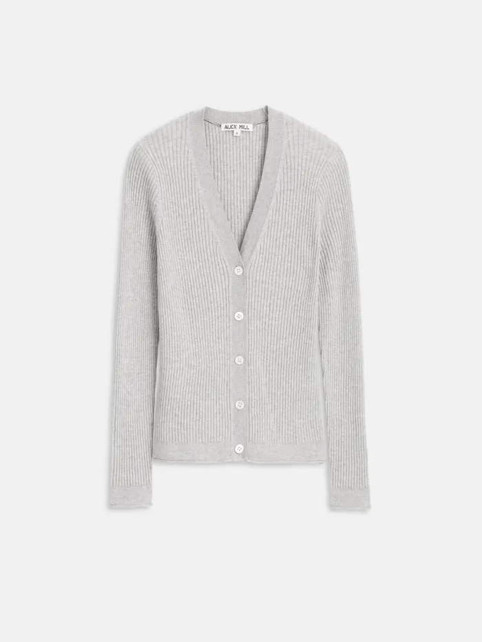 Alex Mill Sweaters Women VNeck Ribbed Cardigan Heather Grey