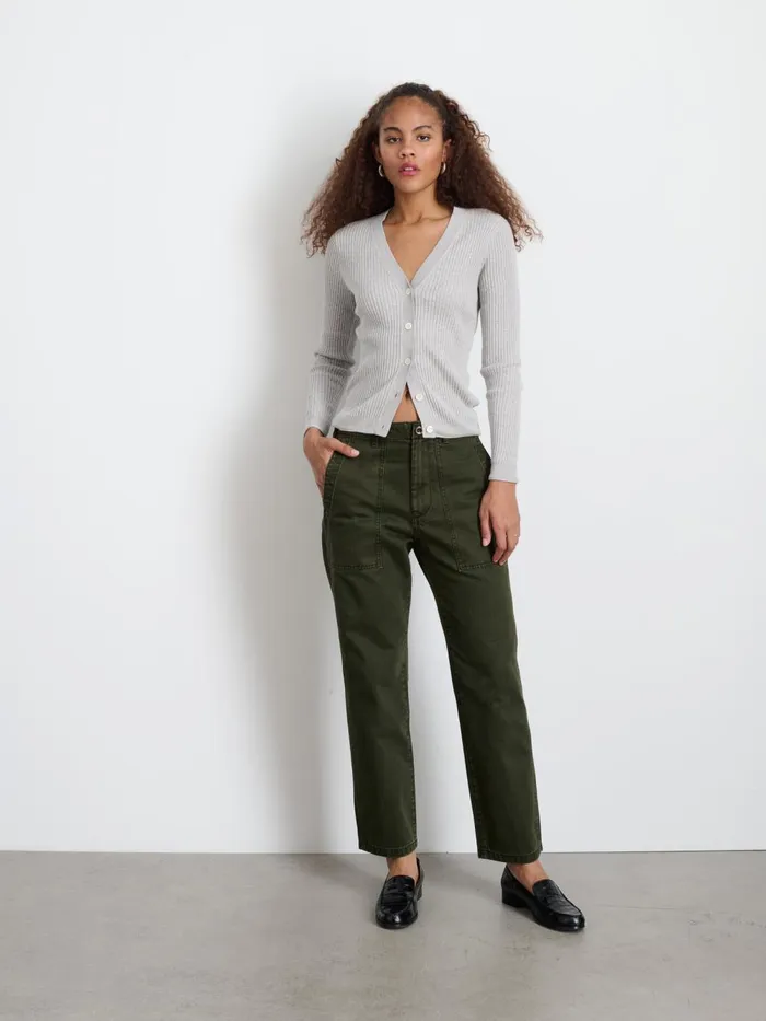 Alex Mill Sweaters Women VNeck Ribbed Cardigan Heather Grey