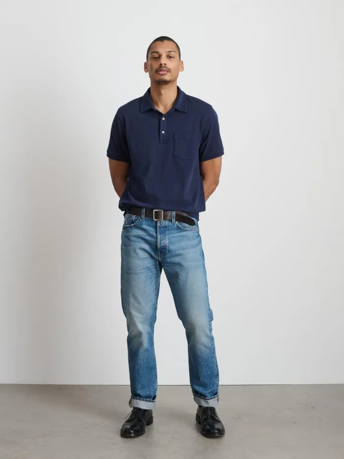Alex Mill Tees Polos Men Standard Polo In Slub Cotton Navy