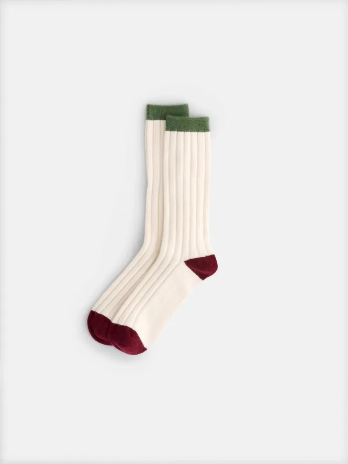 Alex Mill Women Cashmere Socks Ivoryburgundygreen