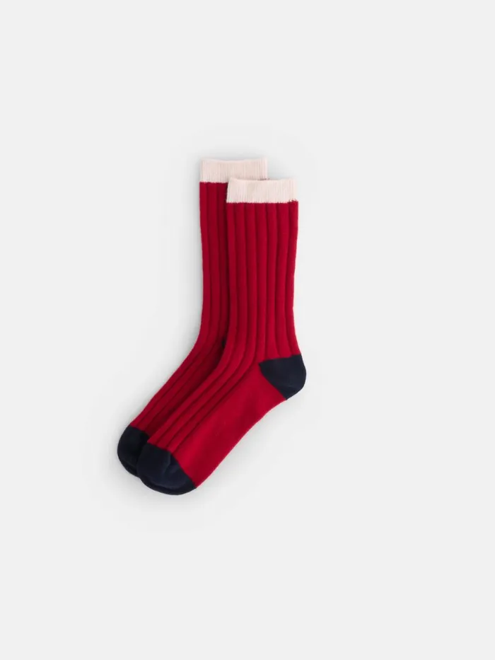 Alex Mill Women Cashmere Socks Rednavyivory