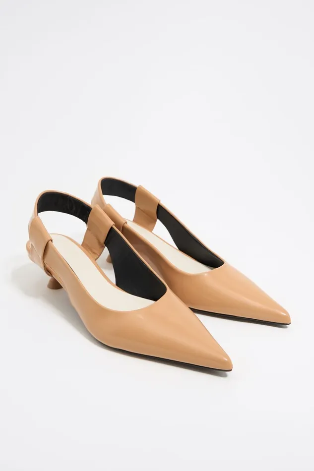 Almond Leather Slingback Court Shoe Sand Women Bimba Y Lola Court Shoes