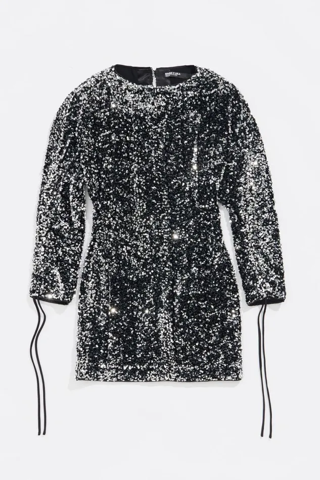 Anthracite Sequin Shoulder Pads Dress Anthracite Women Bimba Y Lola Dresses And Jumpsuits