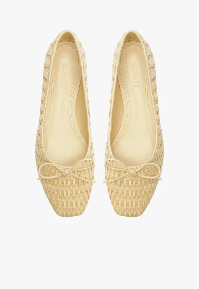 Arissa Straw Ballet Flat Beige Women Schutz Shoes Ballerinas