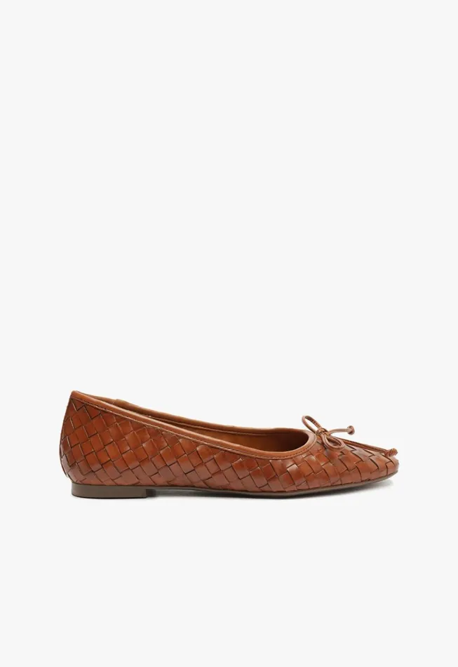 Arissa Woven Leather Flat Honey Peach Women Schutz Shoes Ballerinas