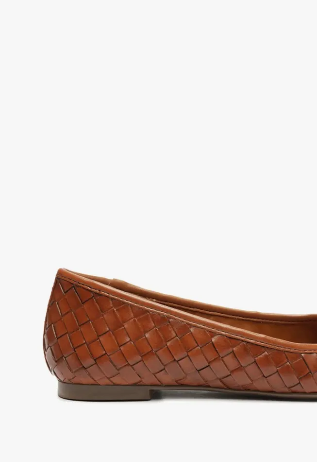 Arissa Woven Leather Flat Honey Peach Women Schutz Shoes Ballerinas