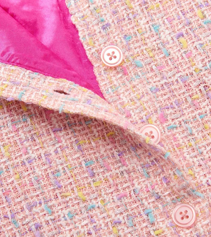 Baby and Toddler Girls Aurora Pink Tweed Faux Fur Trim Dress Hatley