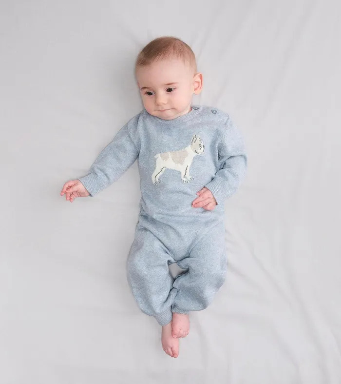 Baby Boys Little Bulldog Sweater Romper Hatley