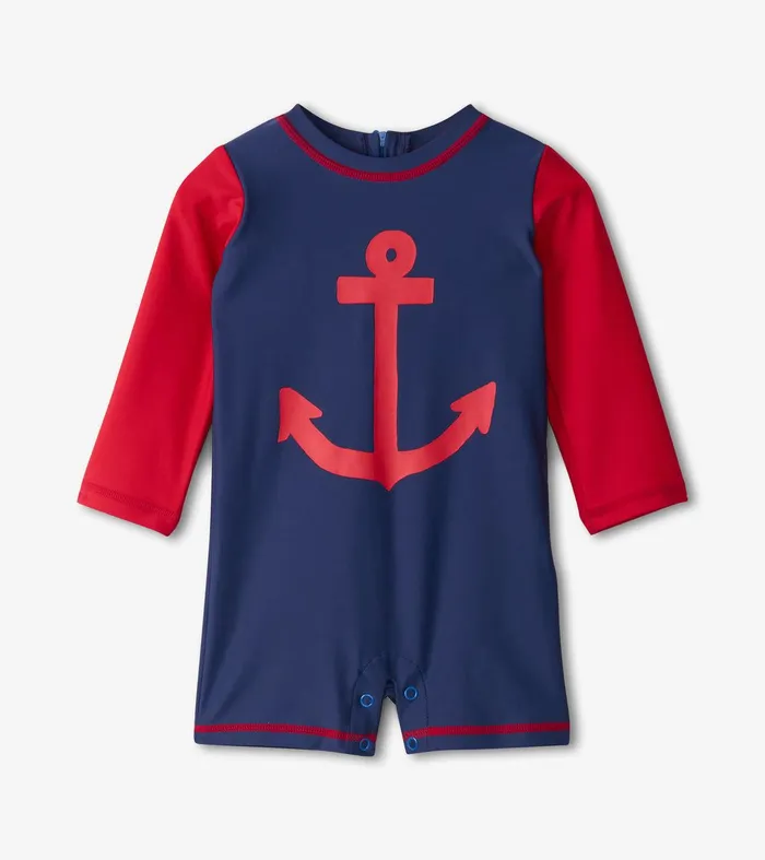 Baby Boys Nautical Anchor OnePiece Rashguard Hatley