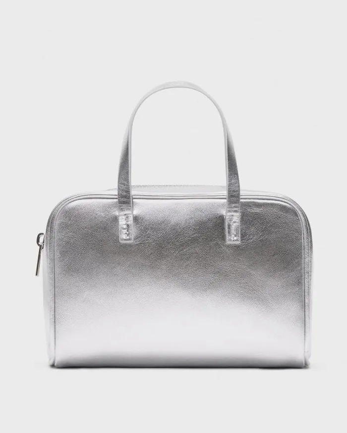 Bags Women Theory Mini Pillow Bag In Metallic Leather Silver Bags Women Theory Mini Pillow Bag In Metallic Leather Silver