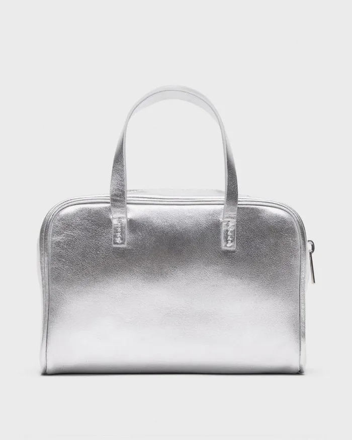 Bags Women Theory Mini Pillow Bag In Metallic Leather Silver Bags Women Theory Mini Pillow Bag In Metallic Leather Silver